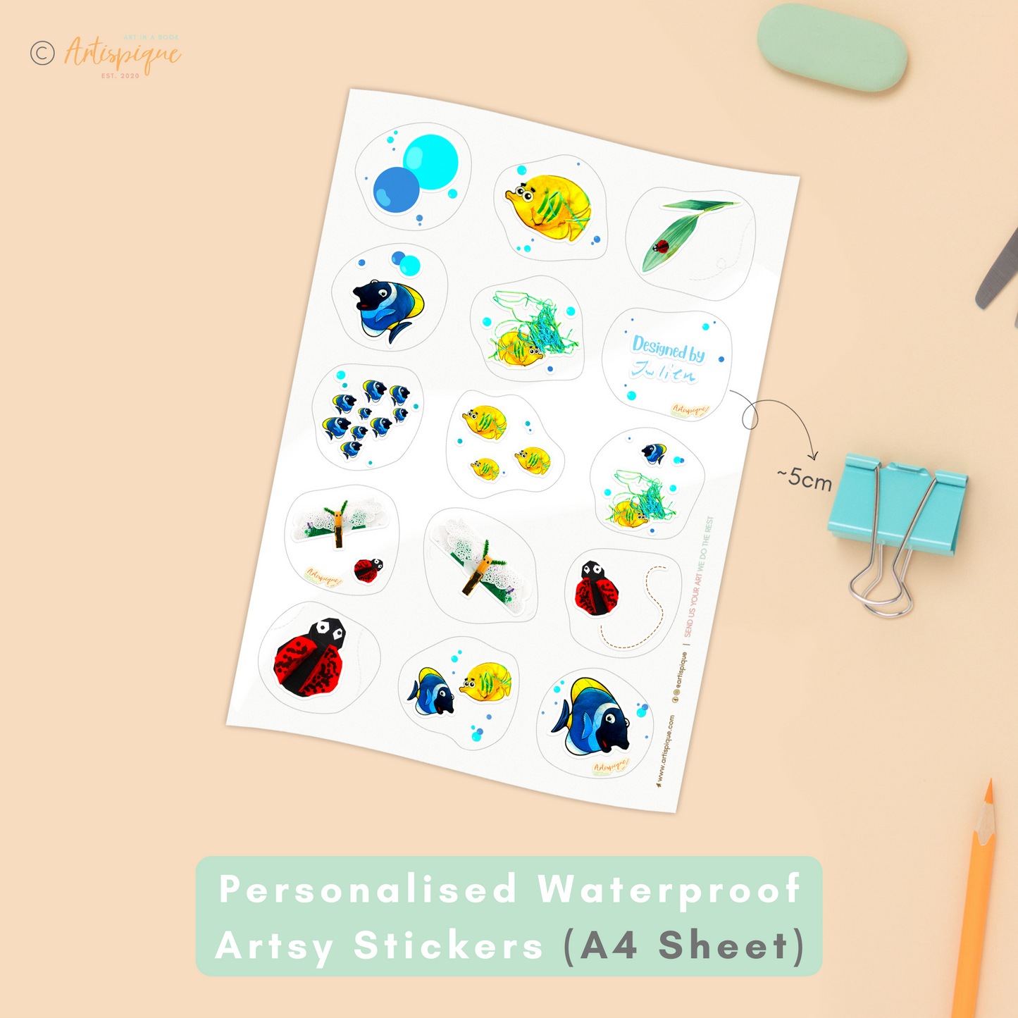Personalised Waterproof Artsy Stickers